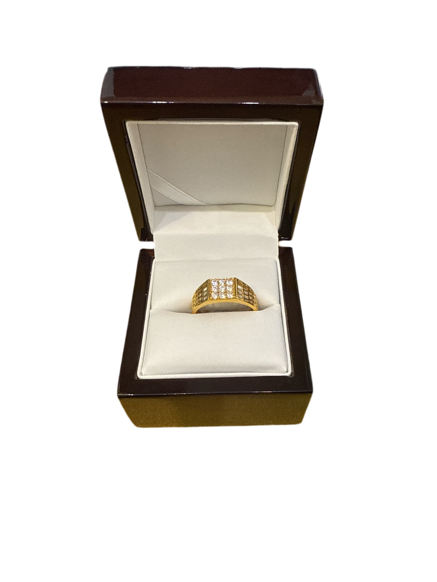 Men Wedding Ring Filigree Design with White Sapphire 1.5 CT 22K Gold Size 10.5 Weight:5.0  SKU: R0232MW