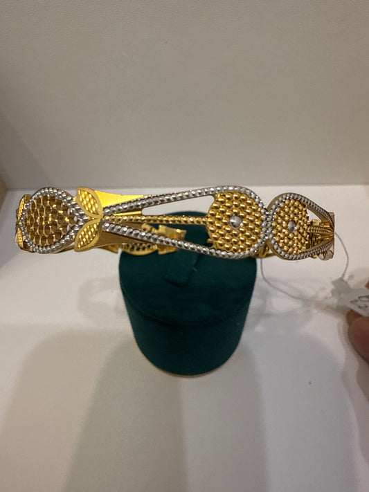 Oro - Italian Designer 22K in two Color  Gold and Rhodium Plated Stackable Bangle. 20.35g, 2.6 inches -  SKU: BR083