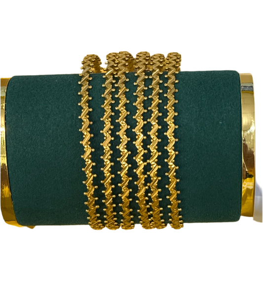 22K Gold Handmade Wedding 6 Bangles, 2.9 Inches, 90.0g SKU: BA023S