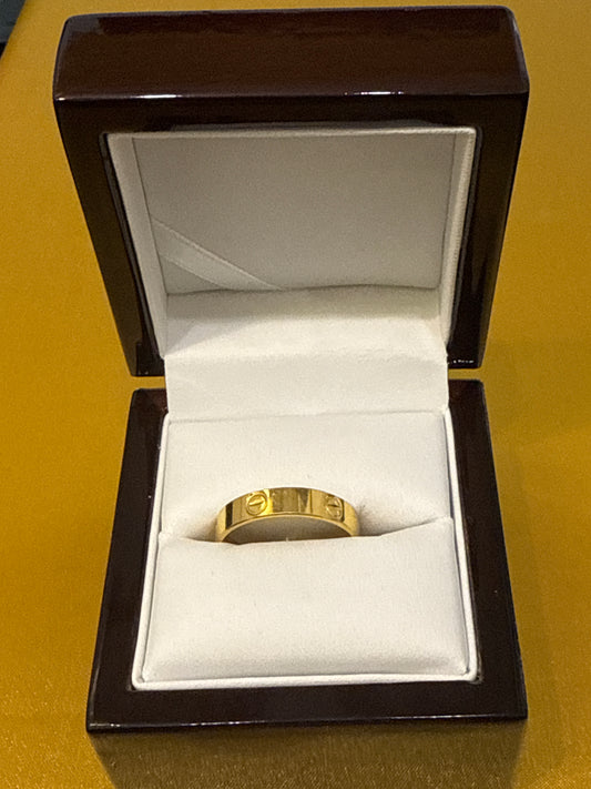 Unisex Love Screw Top Design Ring 22K Gold Size 8 Weight:3.2g  SKU: R0211U