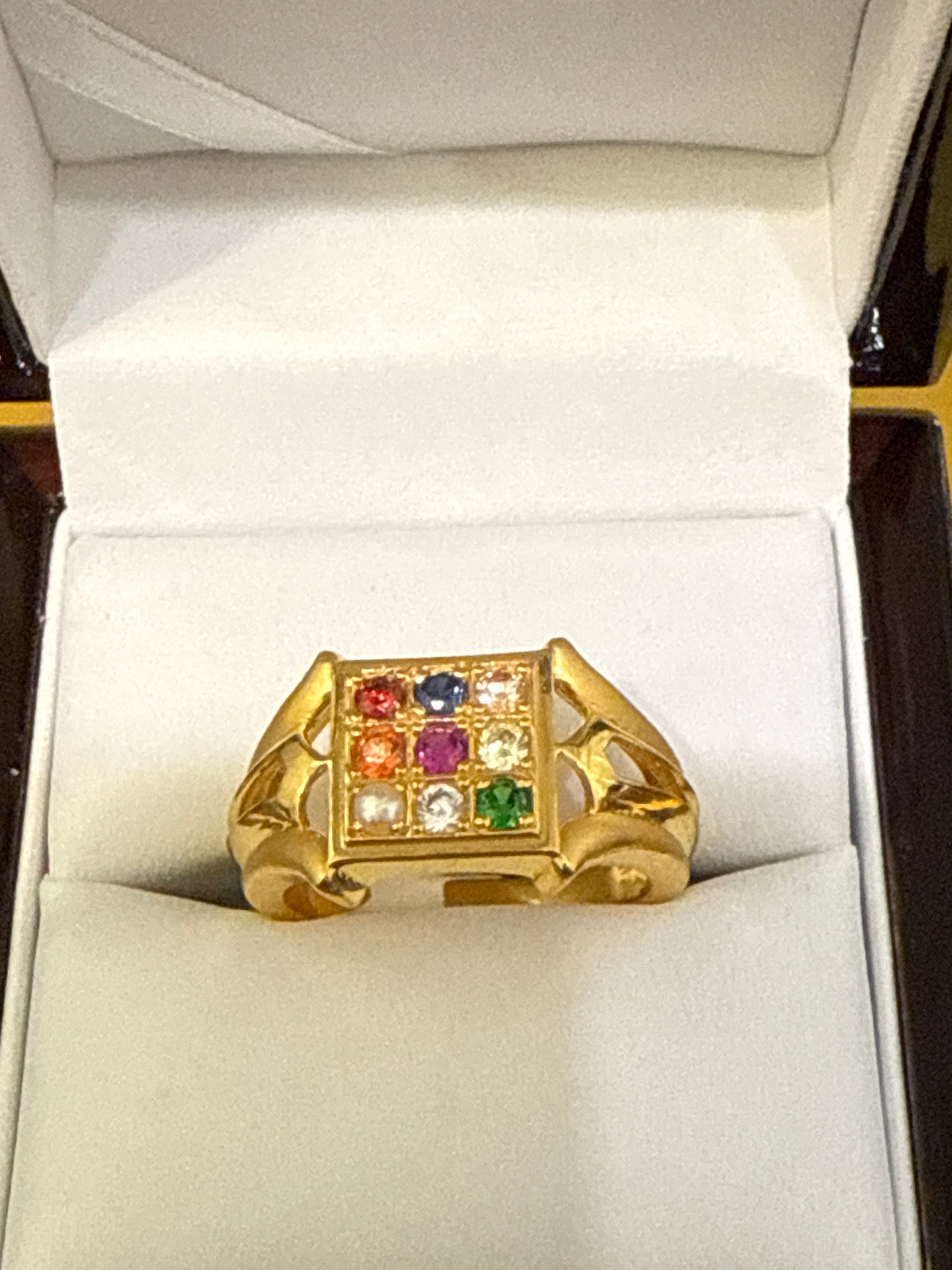 Mens Wedding Ring Multistone 2.5 CT 22K Gold Size 9.5 Weight:8.9g  SKU: R0236U