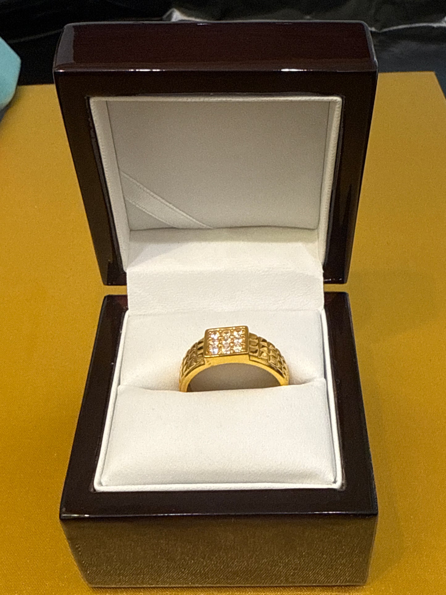 Men Wedding Anniversary Ring with White Sapphire 2 CT 22K Gold Size 10.5 Weight: 7.6g  SKU: R0229MW