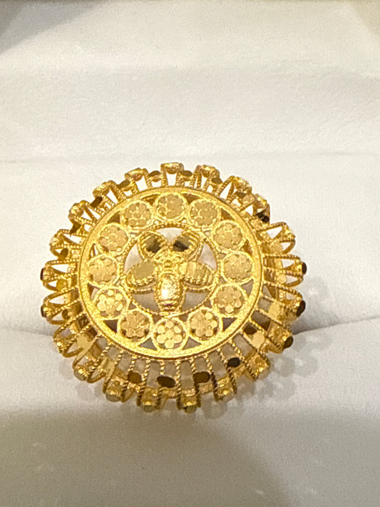 Dubai Morden Design Laser Cut High Polish Shine Ring 22K Gold Size7.5, Weight: 4.5g  SKU:R156