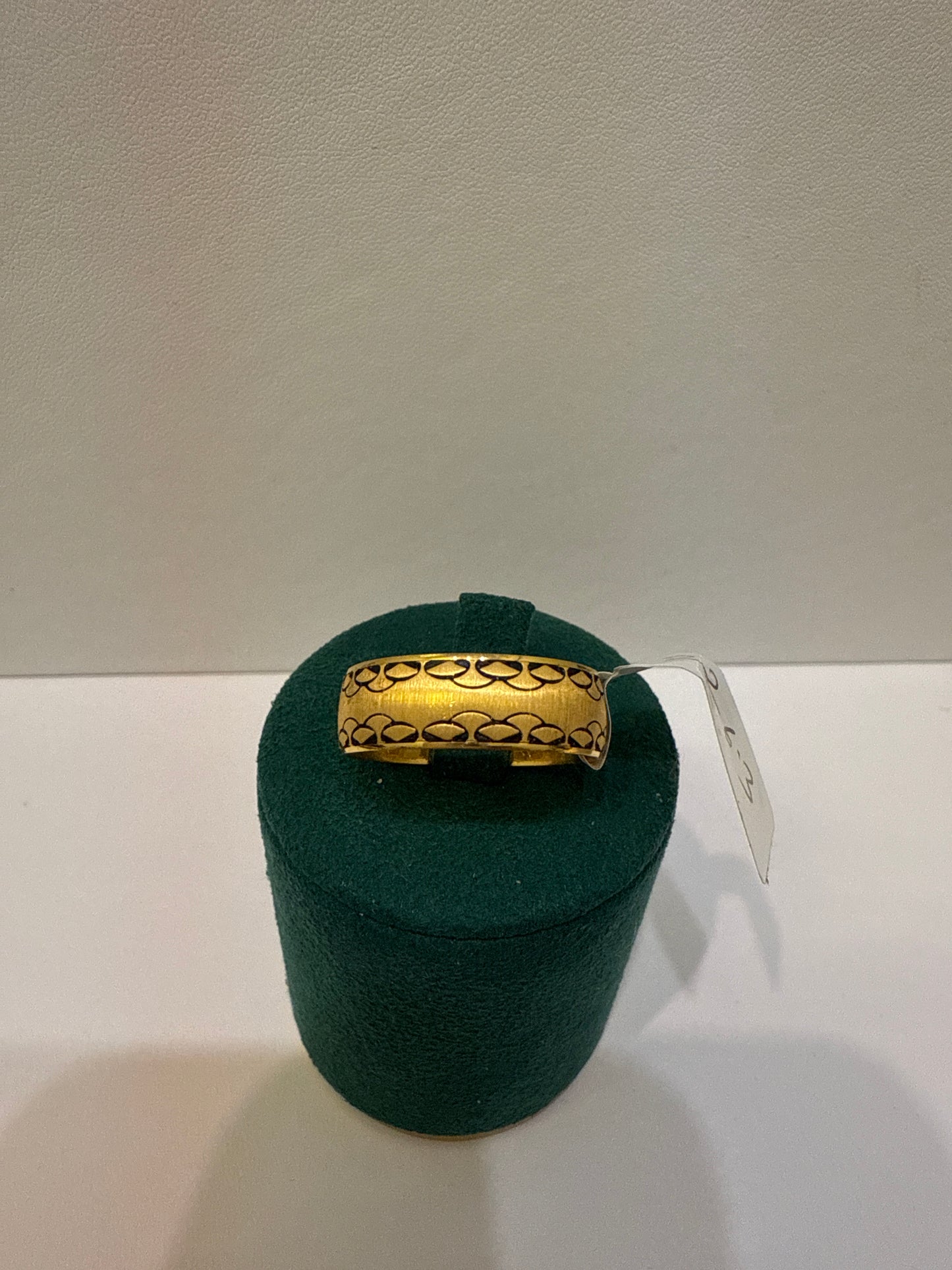 Wedding Band with Matt Polish and Black Enamel Design in 22K Gold Size 11.5, 6.3g  SKU: R0214M