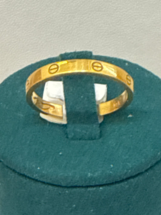 Unisex Thin Love Screw top Design Ring 22K Gold Size 8 Weight:3.2g  SKU: R0211U