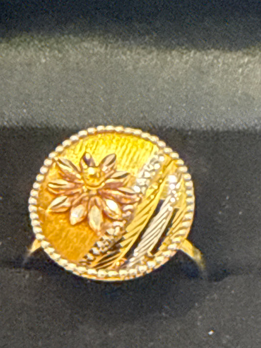 Modern Matt Polished in Rose Gold, Rhodium and Gold, 22K Gold Ring Design, Size adjustable 5-12, 4.7g  SKU: R0152W
