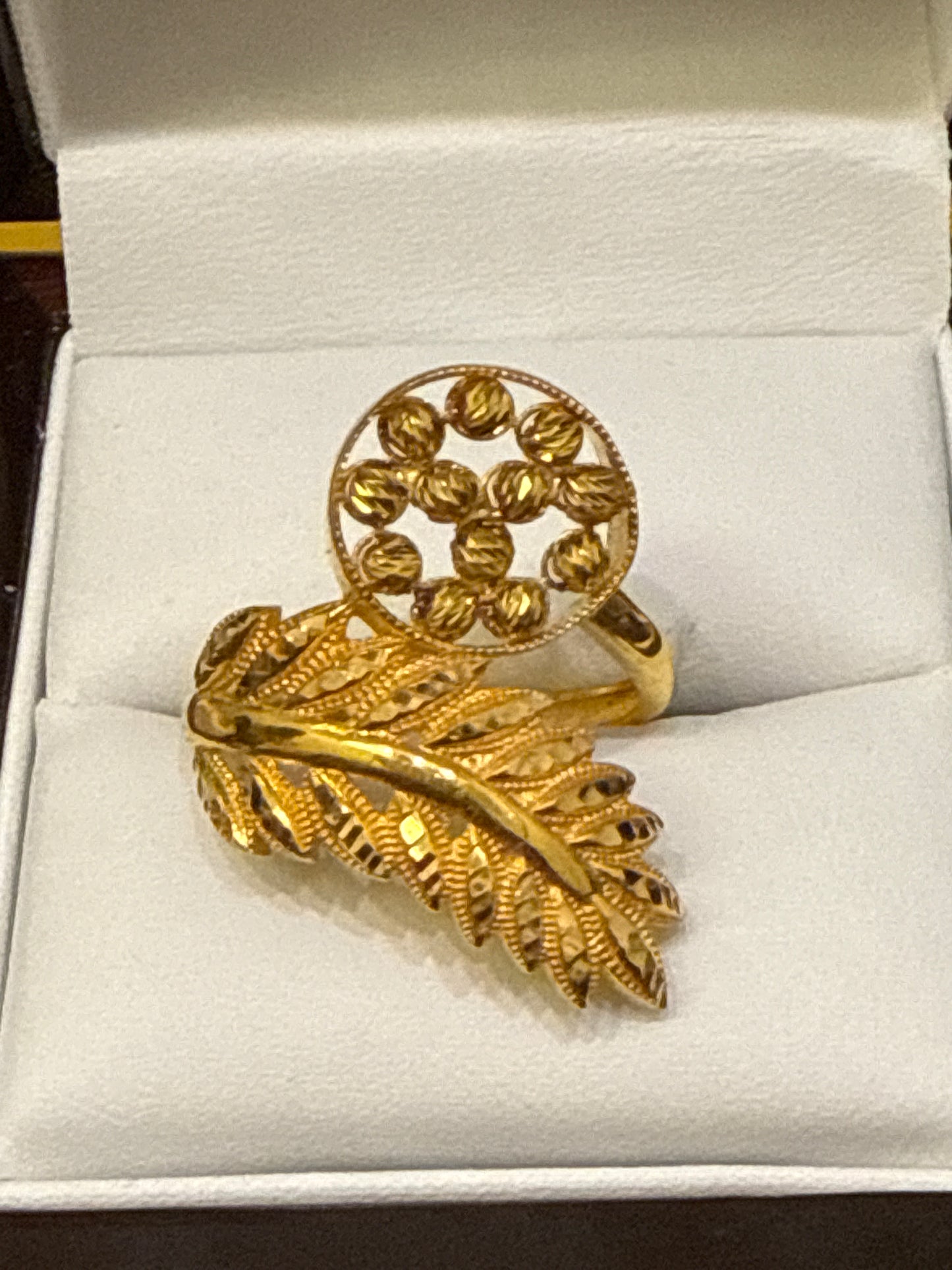 Must Have Contemporary Design a with Modern Twist Light Weight Index or Second Finger ring for Wedding or Party 22K Gold Size adjustable 9.6, 6.0g  SKU: R01960W