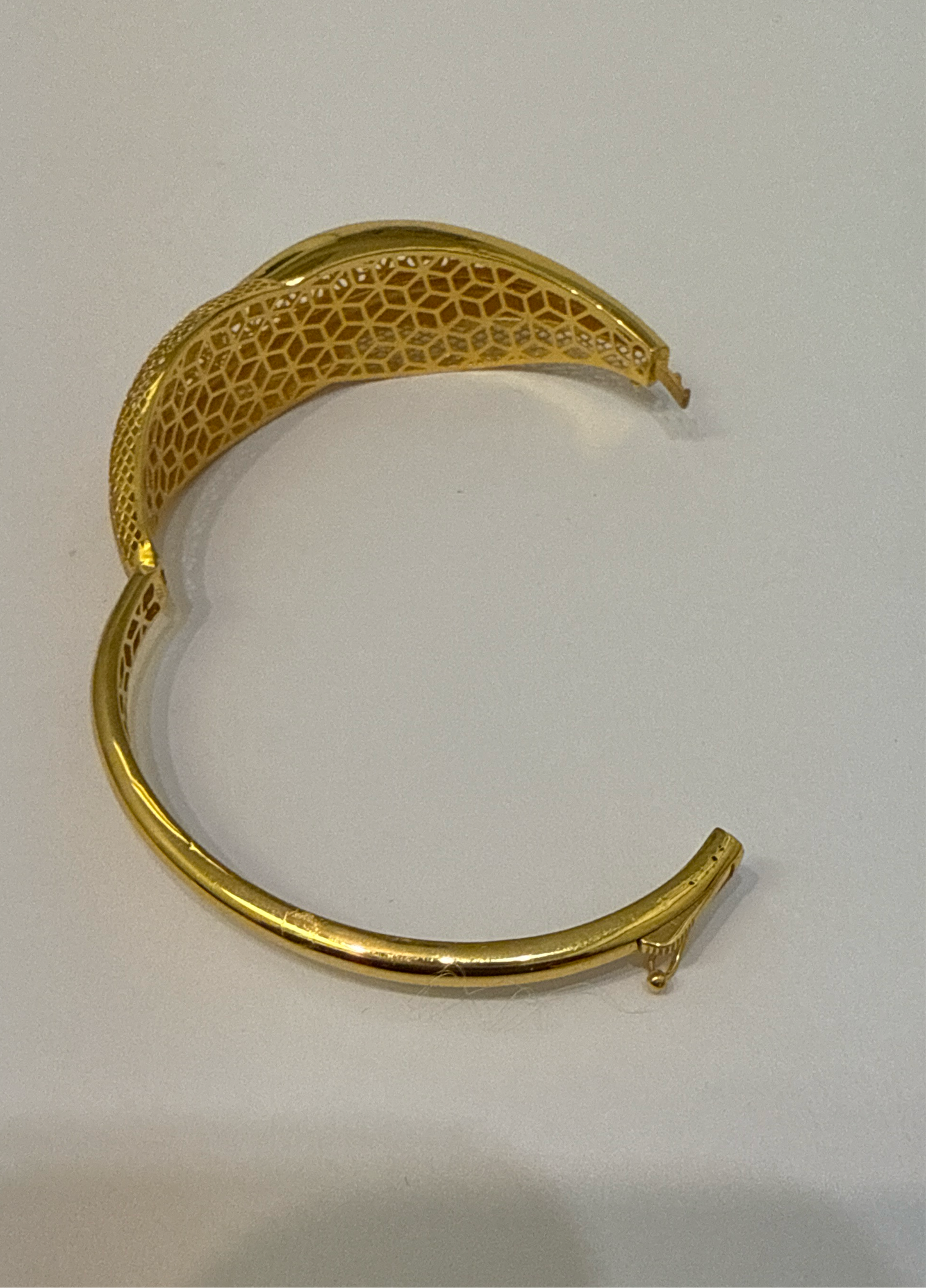 French Filigree Custom Design with Galleria 22K in Yellow Gold with Double Safety Lock VIP Bangle 2.7 - 22.6g SKU:BR0045BB