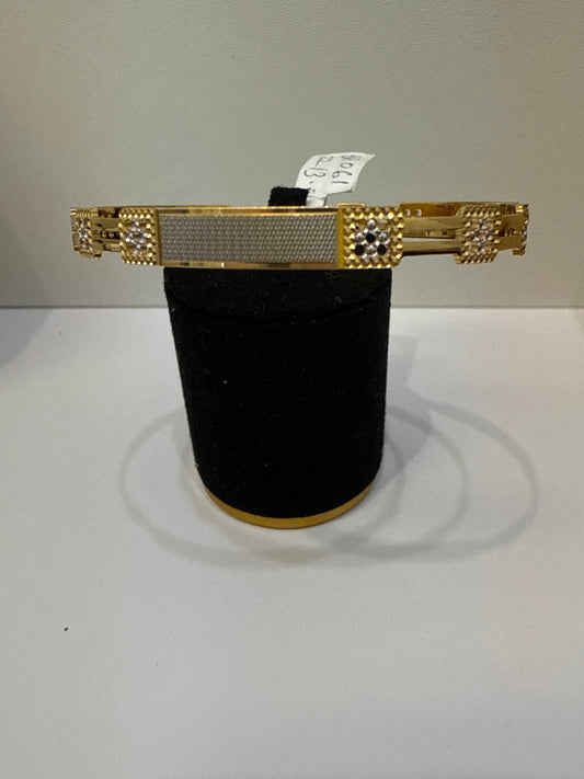 Oro - Italian Designer 22K in two Color  Gold and Rhodium Plated Stackable Bangle. 2.6 inches -  14g SKU:BR061
