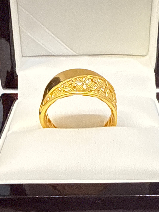 Dubai Modern filigree Ring 22K Gold Size Adjustable 8.5, 3.5g  SKU: R0162W
