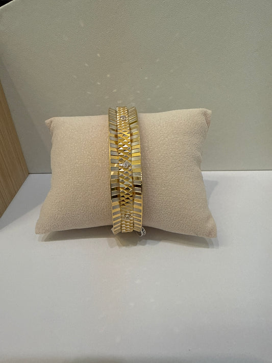Oro - Italian Designer 22K in two Color Gold and Rhodium Plated Stackable Bangle 2.6 inches - 27.65 g SKU:BR058