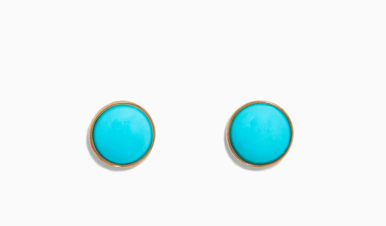 Effy 14K Yellow Gold Natural Turquoise Stud Earrings, 1.10 TCW