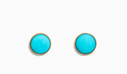 Effy 14K Yellow Gold Natural Turquoise Stud Earrings, 1.10 TCW