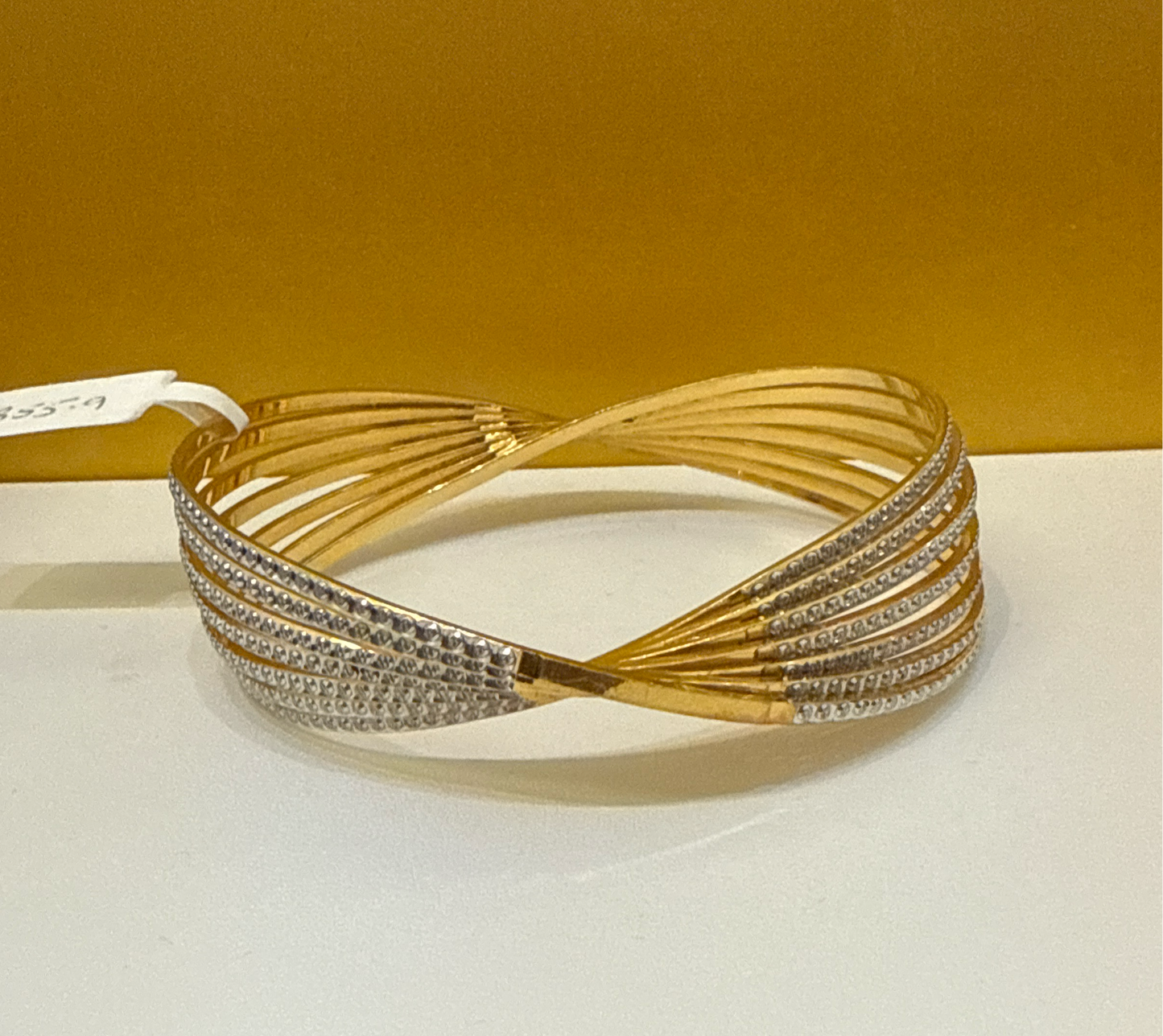 Custom Designe 22K in Yellow Gold and Decorated with Rhodium Plating VIP Bangle 2.8 - 56g SKU:BR0017G