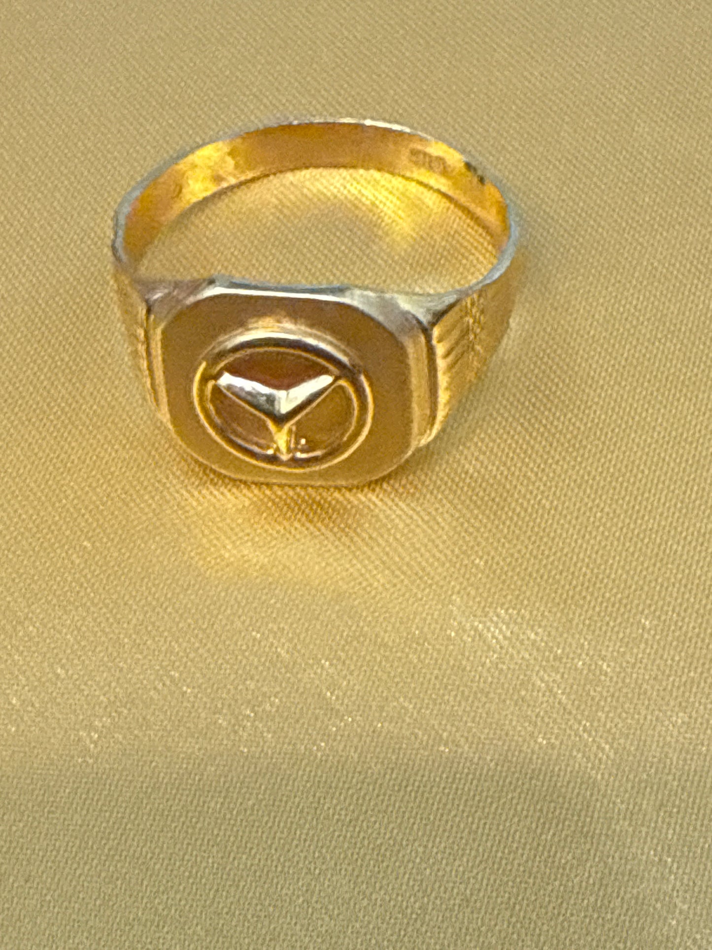 Men Mercedes logo ring 22K Gold Size: 10 Weight: 5.8g  SKU: R0237M