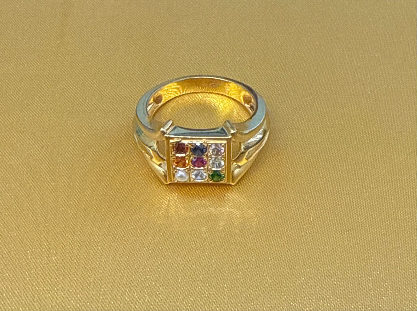 Mens Wedding Ring Multistone 2.5 CT 22K Gold Size 9.5 Weight:8.9g  SKU: R0236U