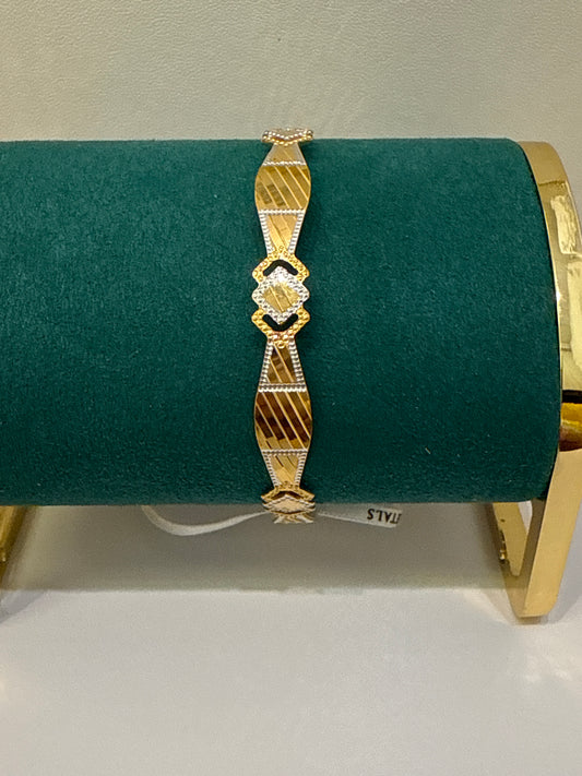 Oro - Italian Designer 22K in two Color  Gold and Rhodium Plated Stackable Bangle. 2.6 inches -  16.14g SKU:BA021
