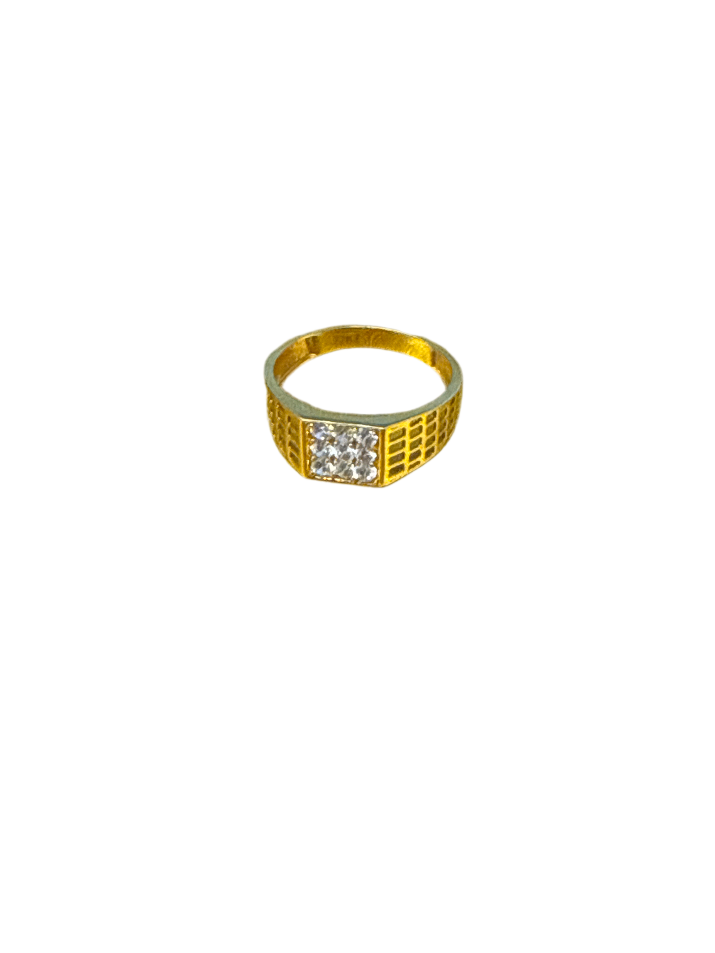 Men Wedding Ring Filigree Design with White Sapphire 1.5 CT 22K Gold Size 10.5 Weight:5.0  SKU: R0232MW