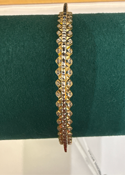 ORO Italian Designer 22K in two Color Yellow Gold and Rhodium Plated Stackable Bangle 2.6 inches - 28.96g SKU:BR0016O