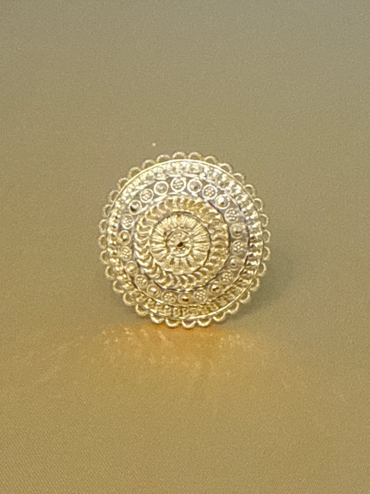Must Have Contemporary Traditional, Open Gallery, Round Index or Second Finger ring for Wedding or Party 22K Gold Size adjustable 5-12, 9.1g  SKU: R0185W