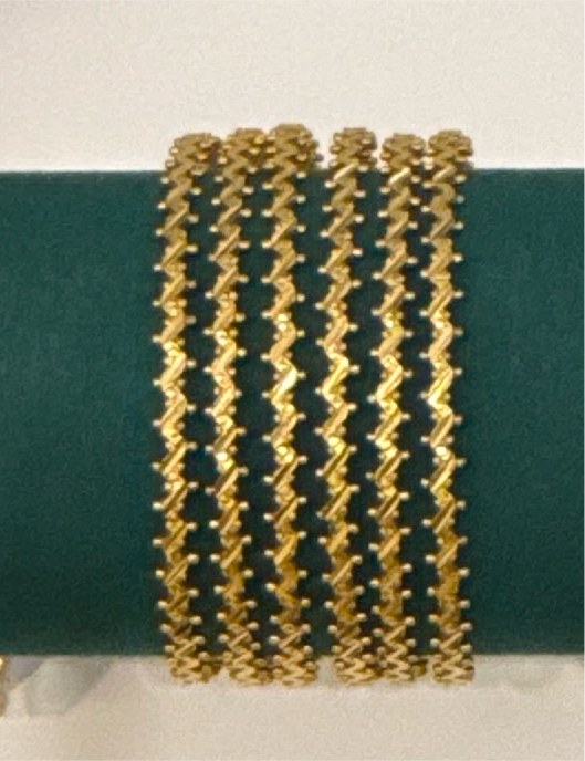 22K Gold Handmade Wedding 6 Bangles, 2.9 Inches, 90.0g SKU: BA023S