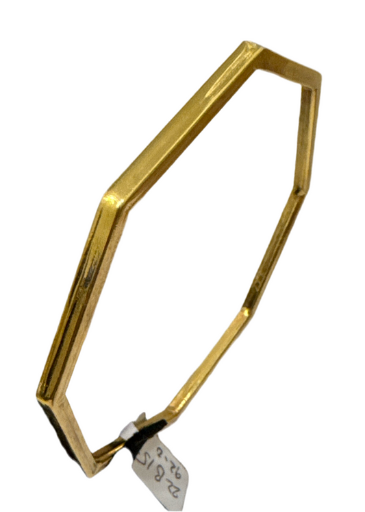 One-of-a-kind custom Design Hexagon shaped in 22K Gold Stackable Bangle. 2.10 inches -  15.6g SKU:BA014