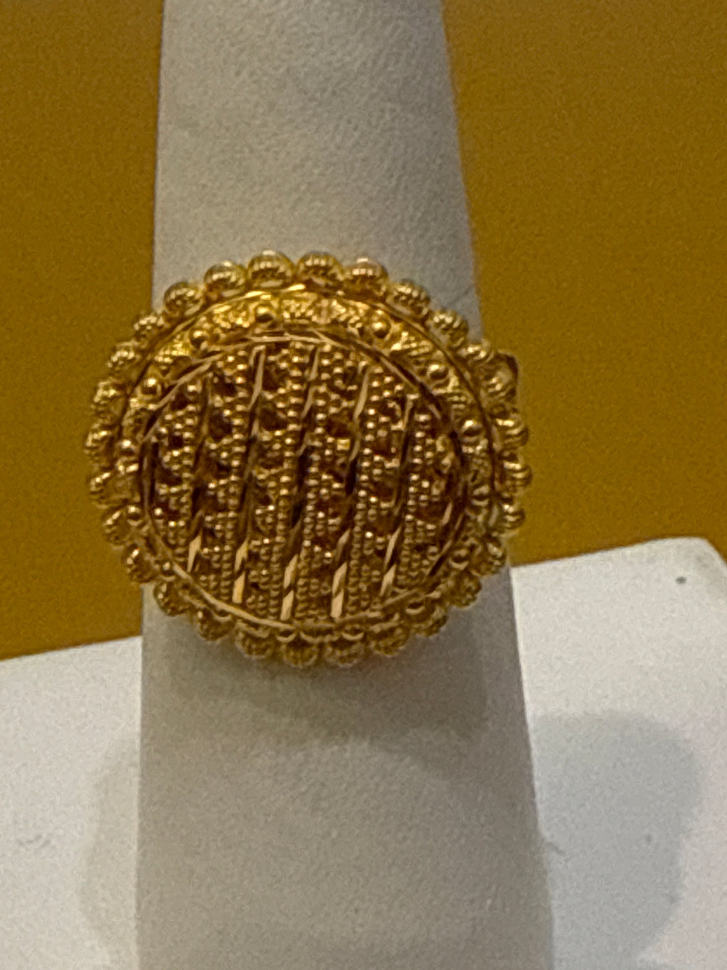 Must Have Contemporary Traditional, Open Gallery, Round Index or Second Finger ring for Wedding or Party 22K Gold Size adjustable 5-12, 6.6g  SKU: R0203W