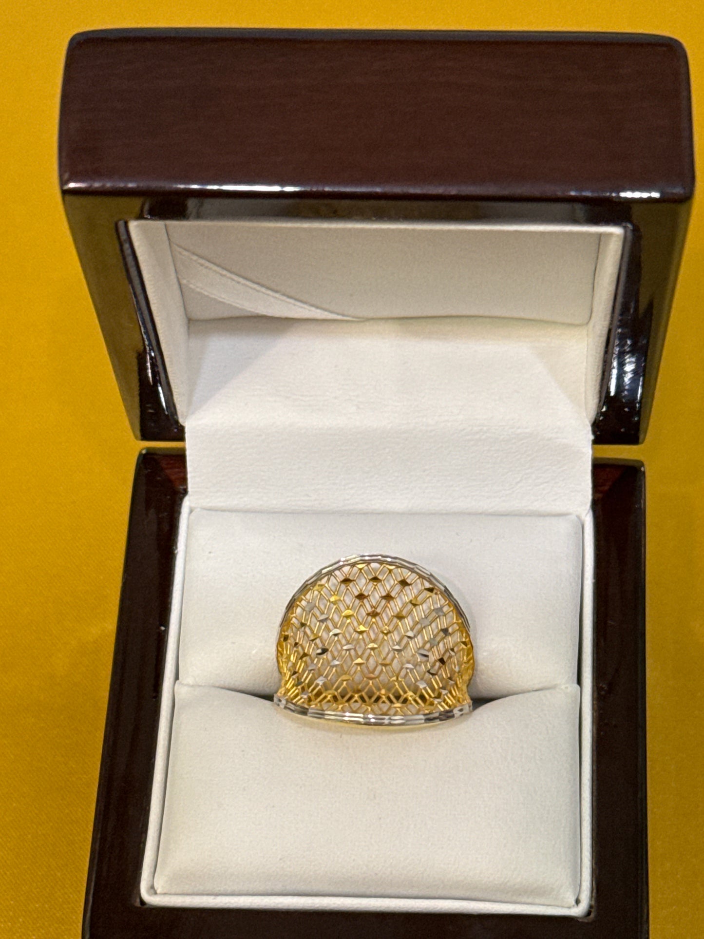 Must Have Contemporary Design a with Modern take with Light Weight Band Open Gallery Index or Second Finger ring for Wedding or Party Rhodium Plated 22K Gold Size 9.5, 2.8g  SKU: R0249W