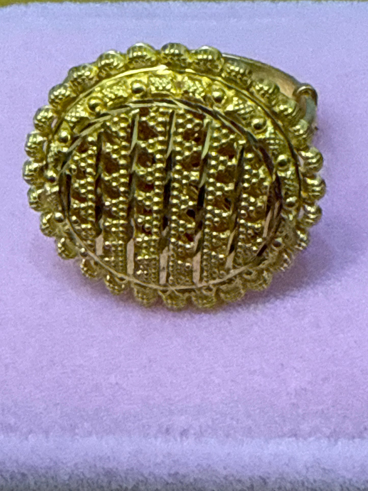 Must Have Contemporary Traditional, Open Gallery, Round Index or Second Finger ring for Wedding or Party 22K Gold Size adjustable 5-12, 6.6g  SKU: R0203W