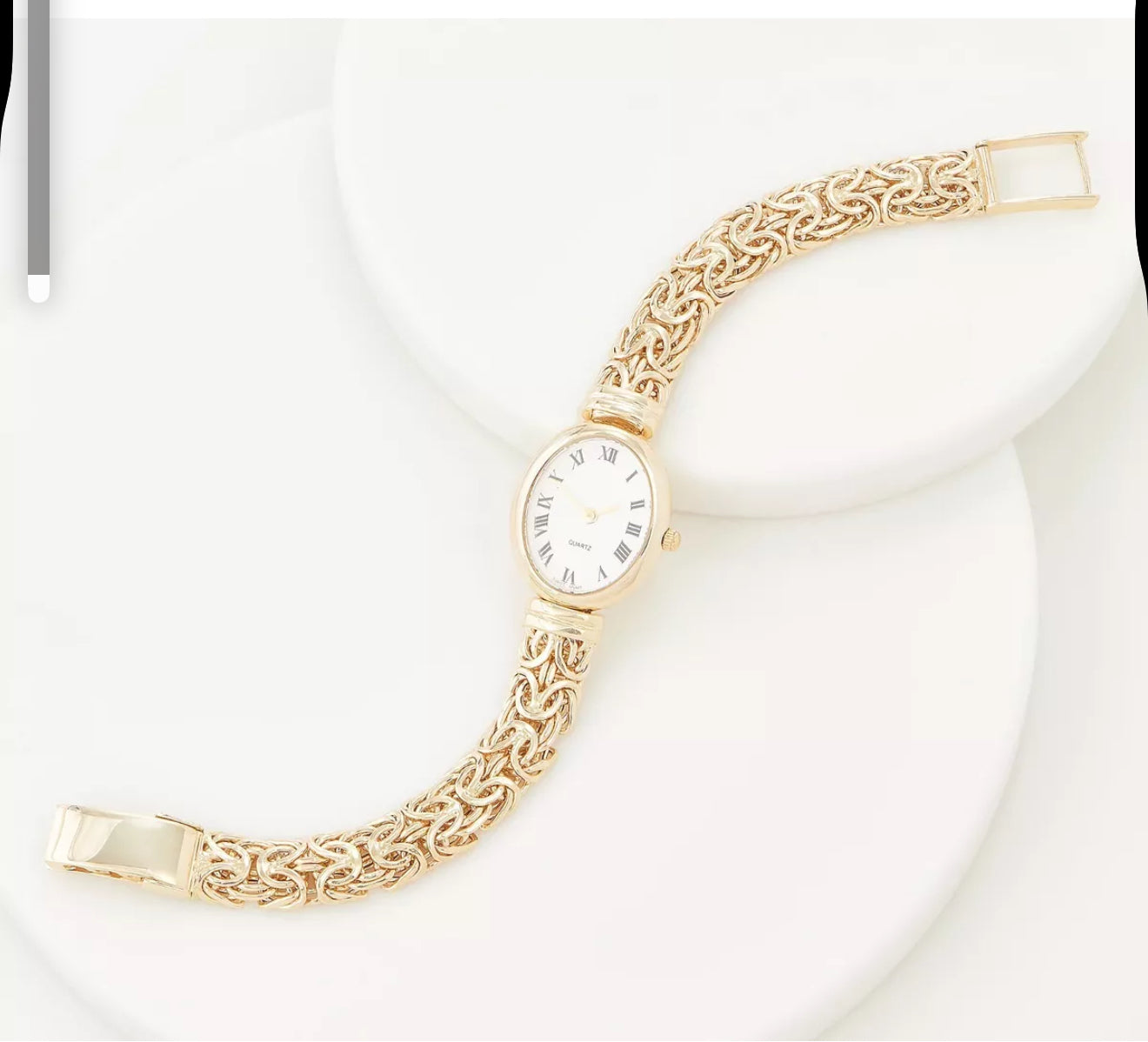 Domed Polished Byzantine Quartz Watch Solid 14K Yellow Gold Retails: $4665