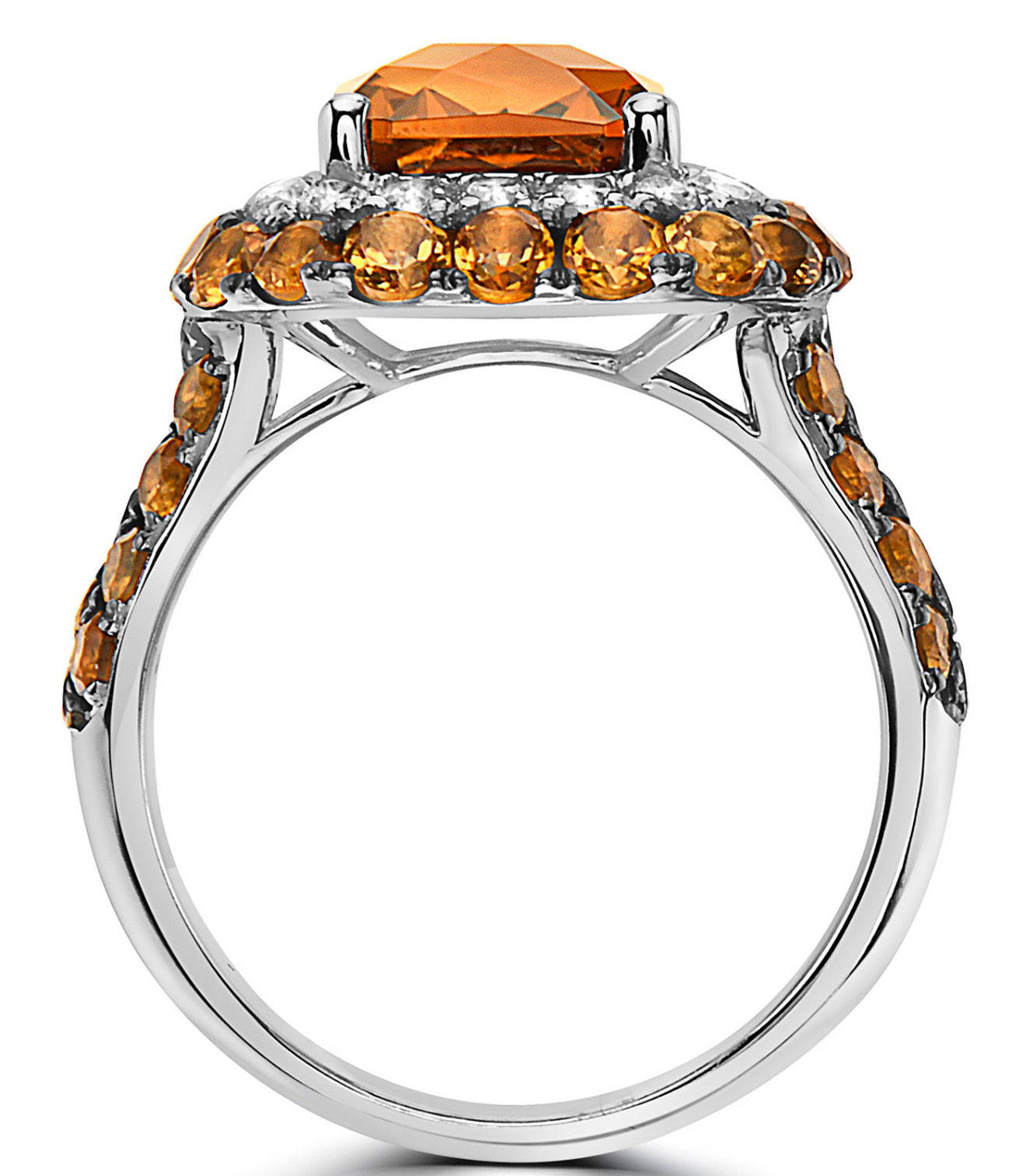 EFFY® Citrine (6-3/4 ct. t.w.) & White Topaz (5/8 ct. t.w.) Halo Statement Ring in Sterling Silver - size 10 can be resized upon request