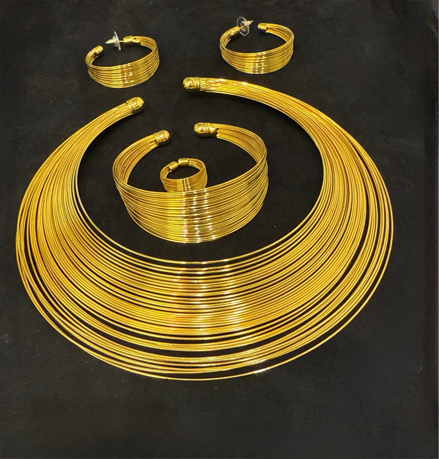 1 Gram 24k Gold Plated Sterling Silver Modern Set 3824