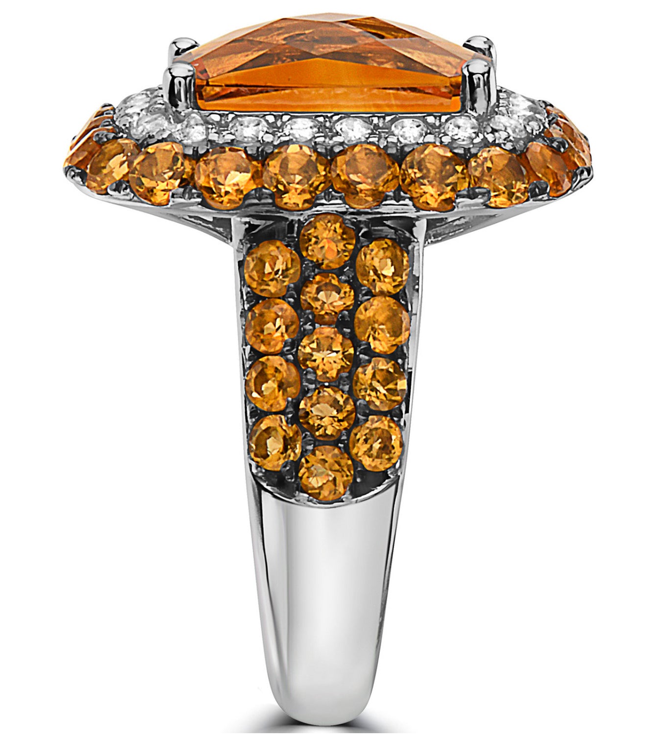 EFFY® Citrine (6-3/4 ct. t.w.) & White Topaz (5/8 ct. t.w.) Halo Statement Ring in Sterling Silver - size 10 can be resized upon request