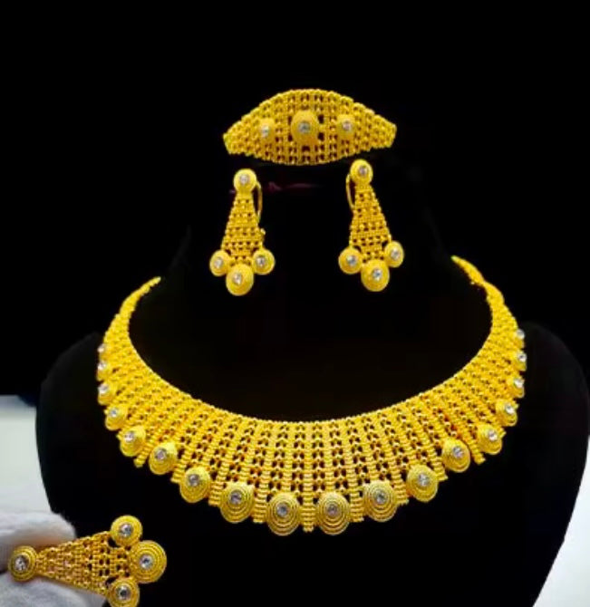 1 Gram 24k Gold Plated Sterling Silver Modern Set 38202