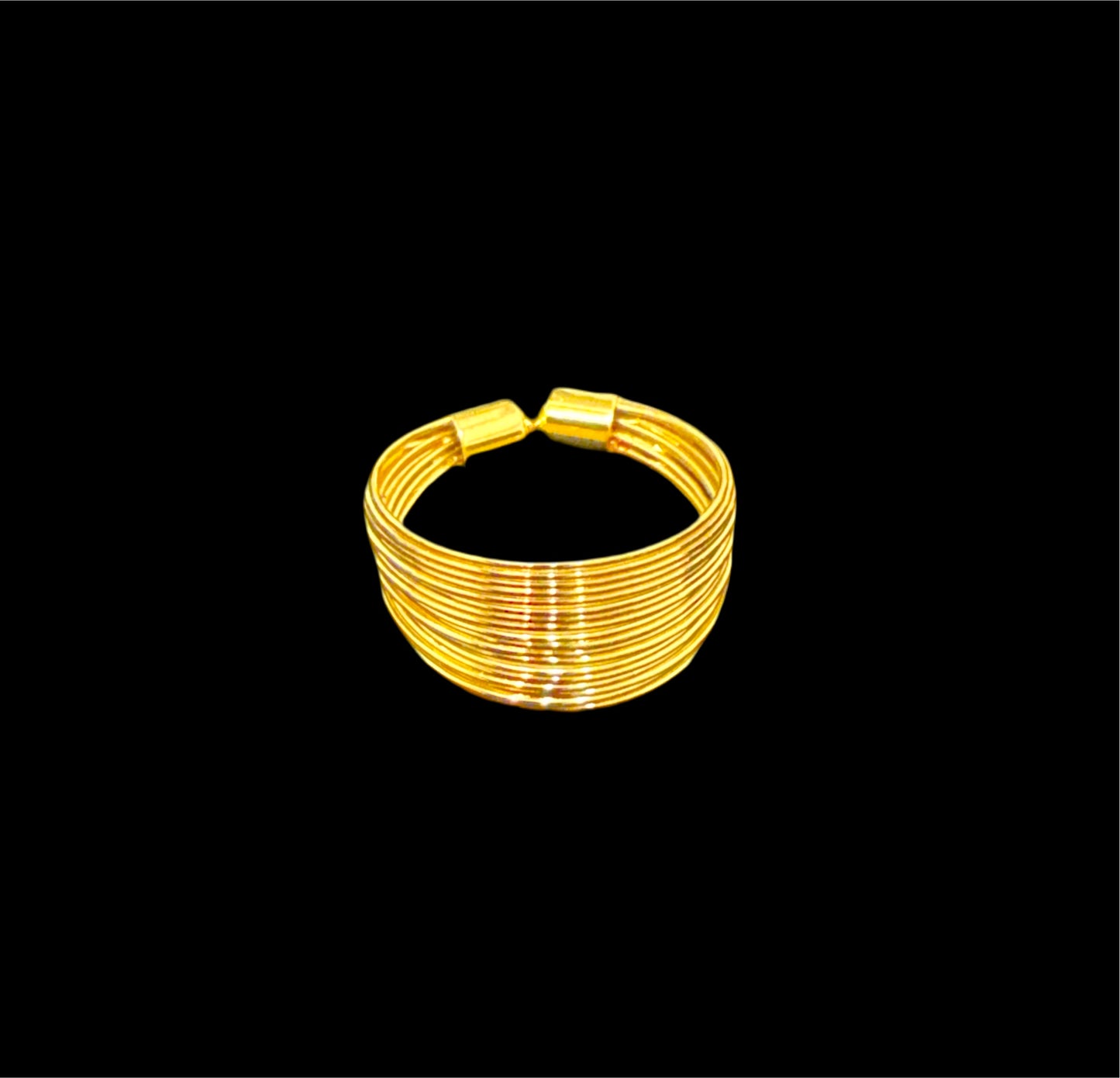 1 Gram 24k Gold Plated Sterling Silver Modern Ring - Adjustable Size