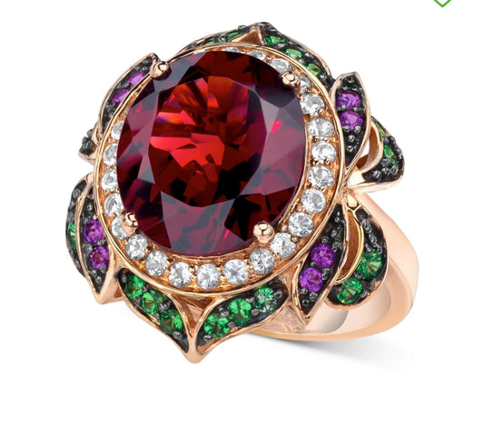 Le Vian Crazy Collection Garnet Multi Stone Flower Ring In 14k Rose Gold (Levian)