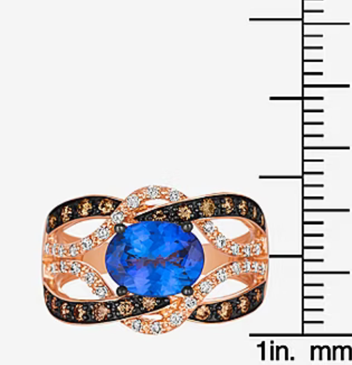 LeVian® Ring featuring 1 3/4 CT. Blueberry Tanzanite® 1/3 CT. Chocolate Diamonds® 1/5 CT. Nude Diamonds™ set in 14K Strawberry Gold®