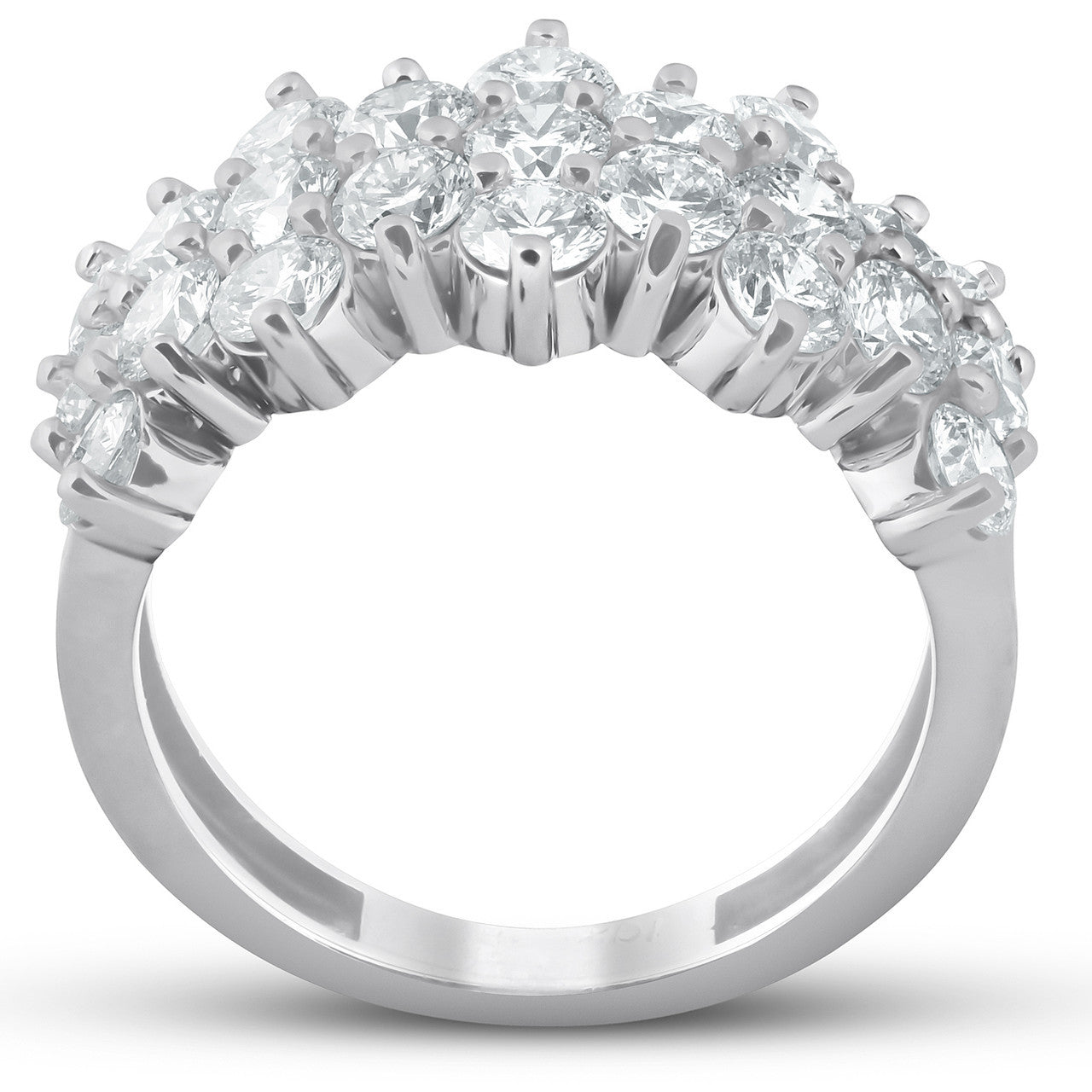 3 Ct Natural Diamond Ring Set in 10k White Gold Multi Row Anniversary Band (H-I, I1)