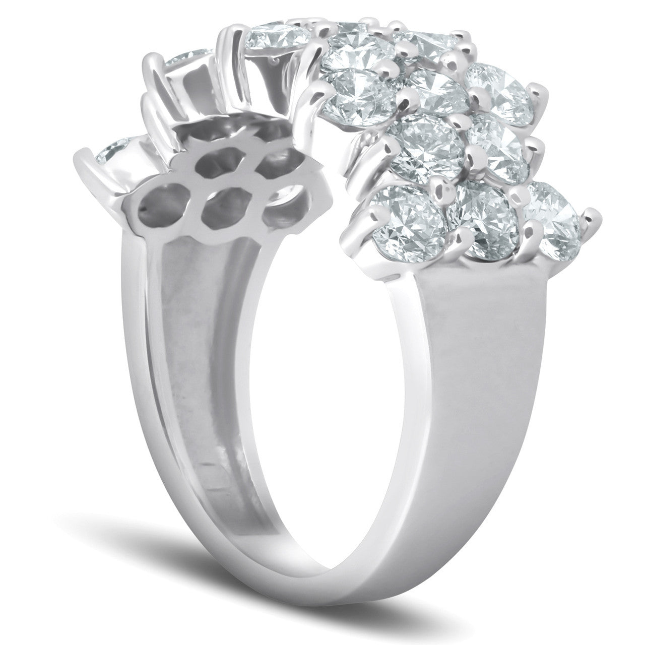 3 Ct Natural Diamond Ring Set in 10k White Gold Multi Row Anniversary Band (H-I, I1)