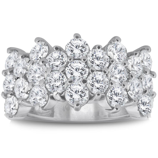 3 Ct Natural Diamond Ring Set in 10k White Gold Multi Row Anniversary Band (H-I, I1)