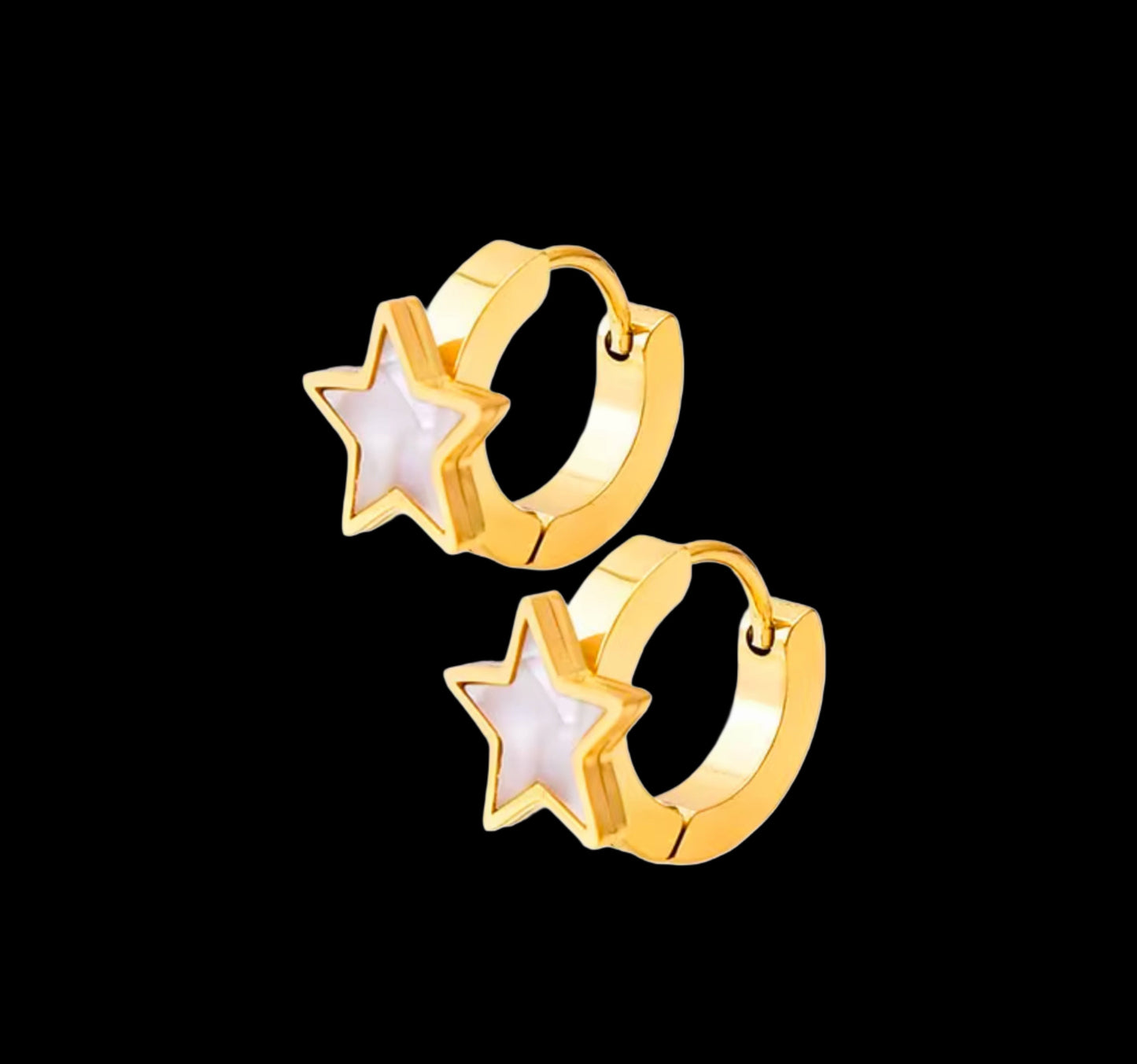 Moon & Stars mother of pearls 18k Gold plated Sterling Silver earrings, no Fade no lead (pro 65 compliant)