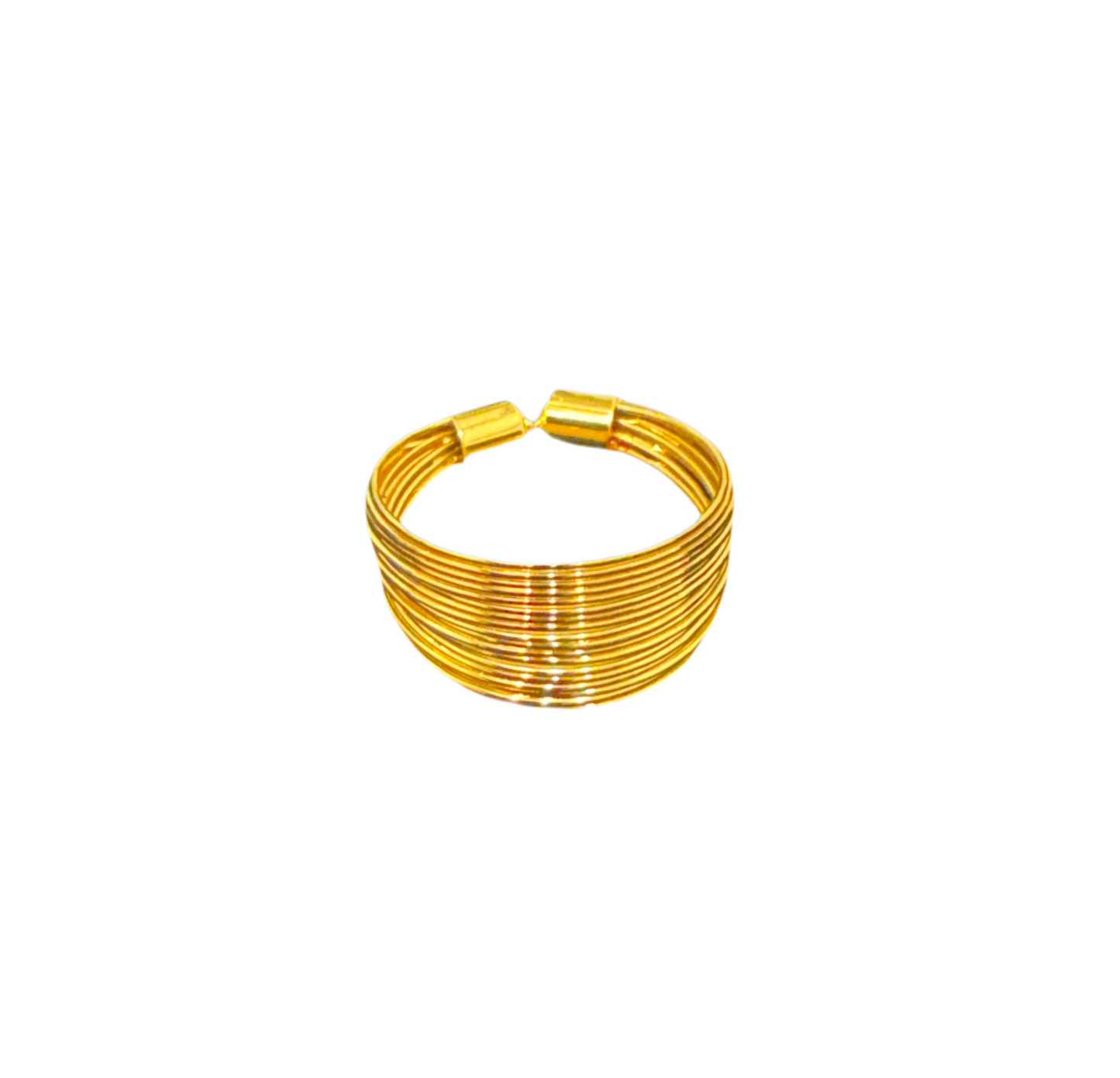 1 Gram 24k Gold Plated Sterling Silver Modern Ring - Adjustable Size