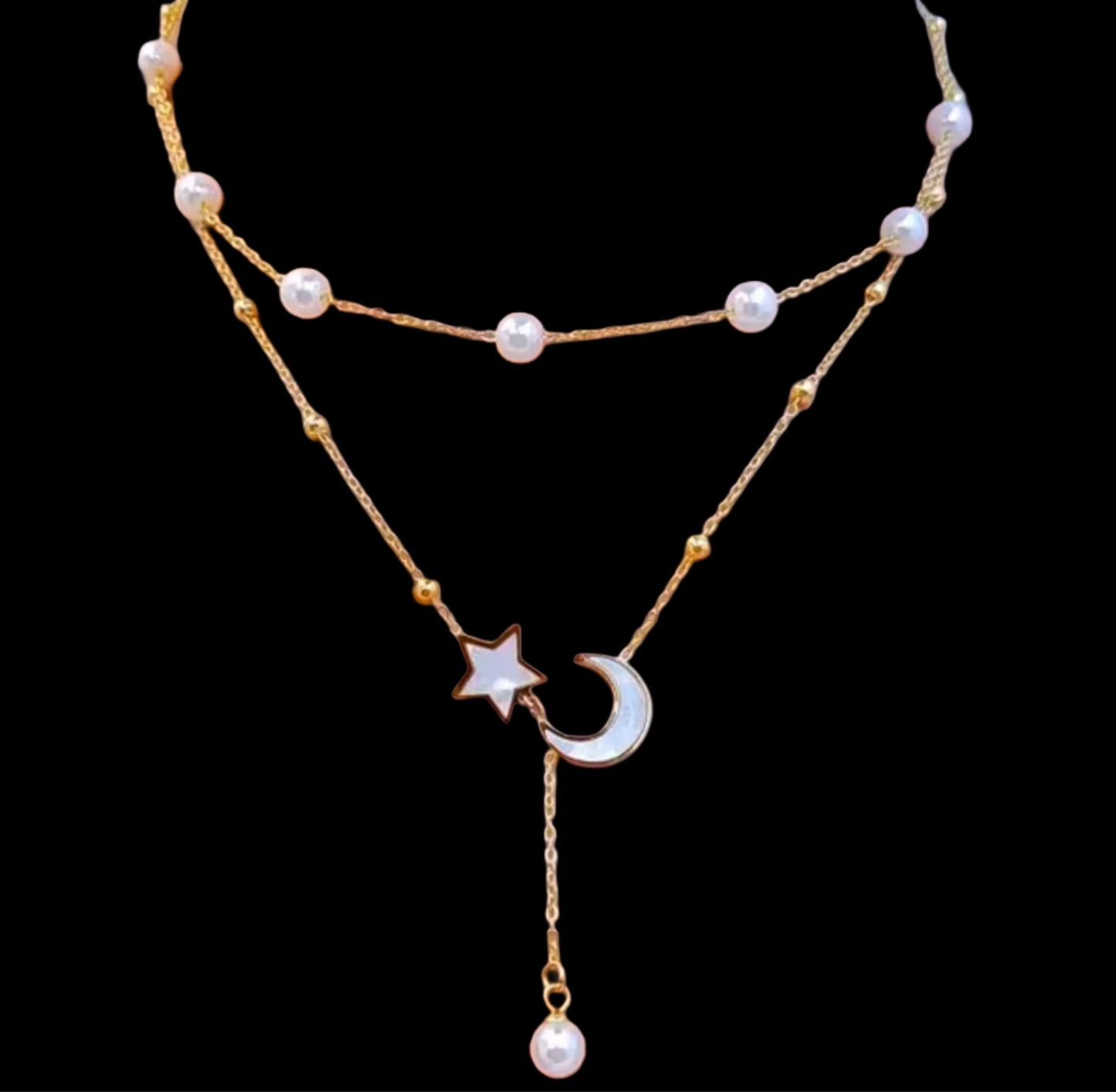 Moon & Stars 18k Gold plated Sterling Silver no Fade no lead (pro 65 compliant) Adjustable Anklet or Bracelet
