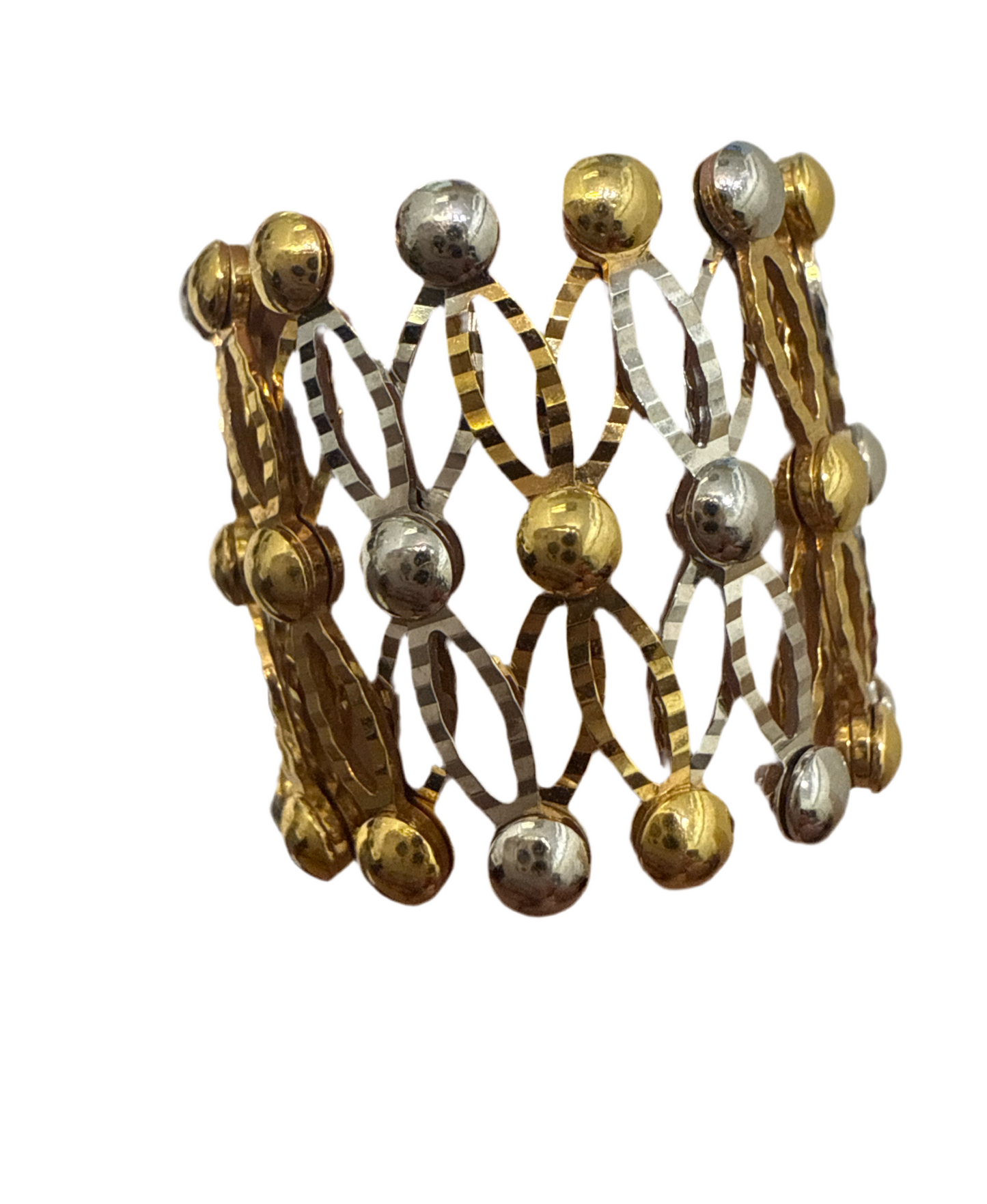 Expendable Ring to Bangle Design in Bicolor 18k Gold Bangle. 12.9g SKU: BA013