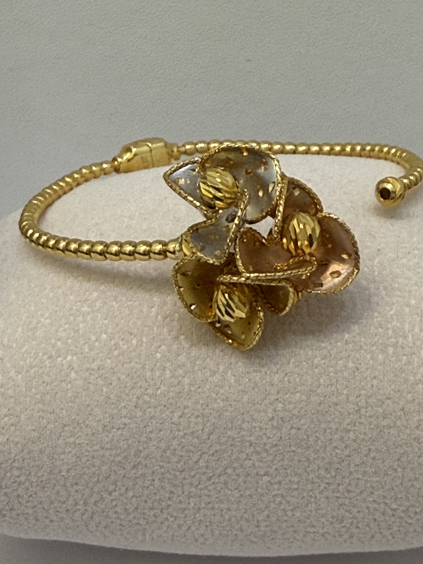 22K Gold Tri Color Handmade Adjustable Bracelet 13g SKU: BR054