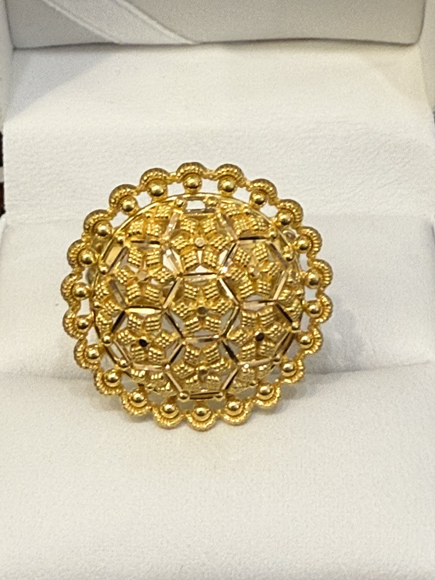 Women’s Bursting Stars Ring for Wedding or Casual 22K Gold Size Adjustable 5-12, Weight: 6.2g,  SKU:R163W