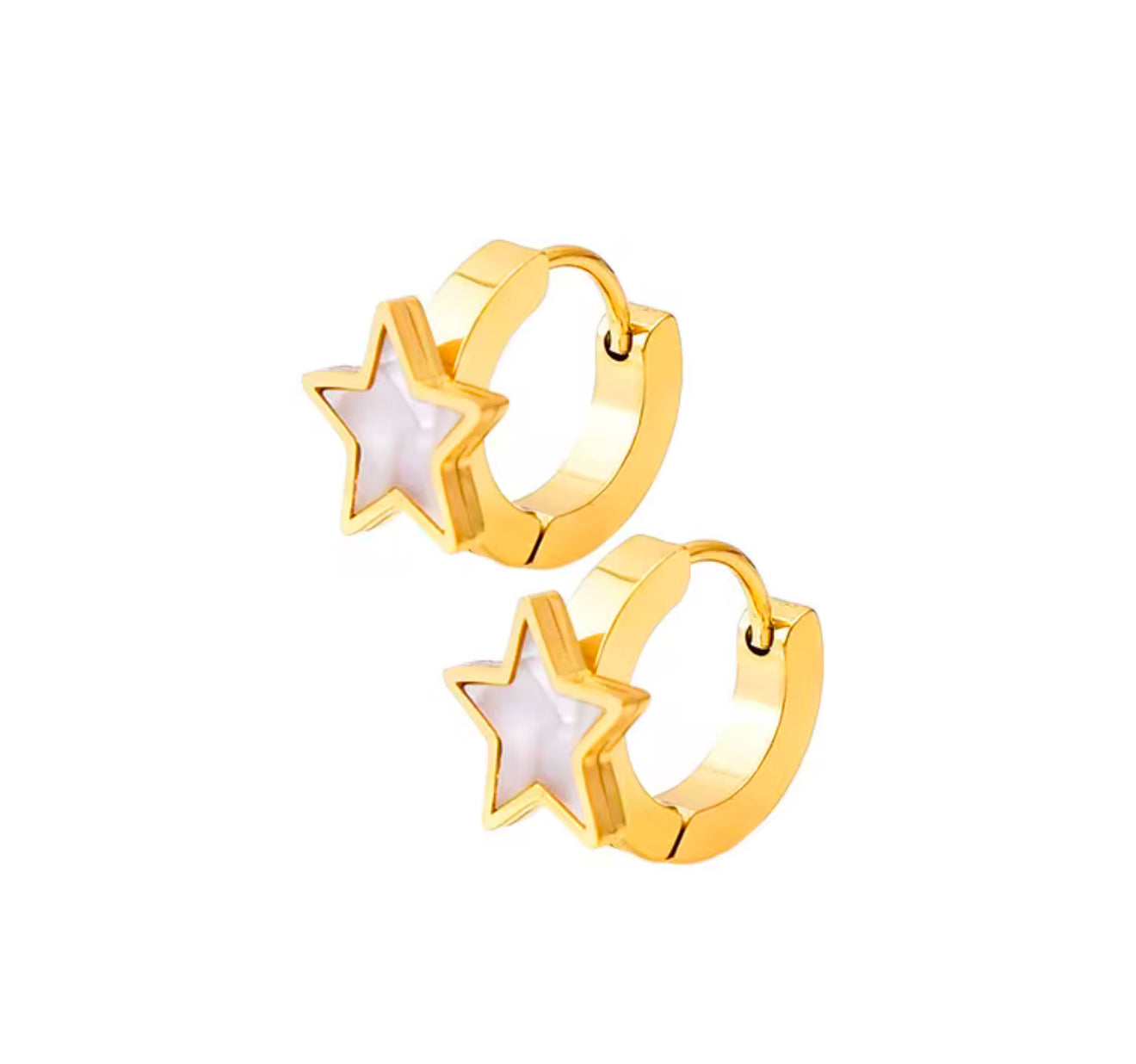 Moon & Stars mother of pearls 18k Gold plated Sterling Silver earrings, no Fade no lead (pro 65 compliant)