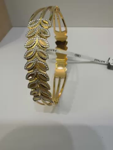 Oro - Italian Designer 22K in two Color  Gold and Rhodium Plated Stackable Bangle. 2.6 inches - 25.08g SKU:BR080